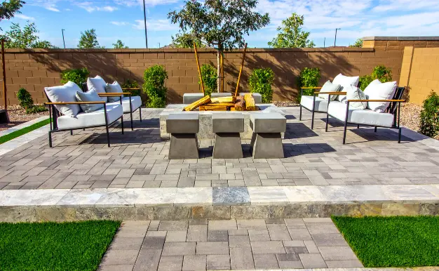 Build Strong Construction & Home Remodeling - Back Hardscape - Patio Conversation Area With Fire Pit